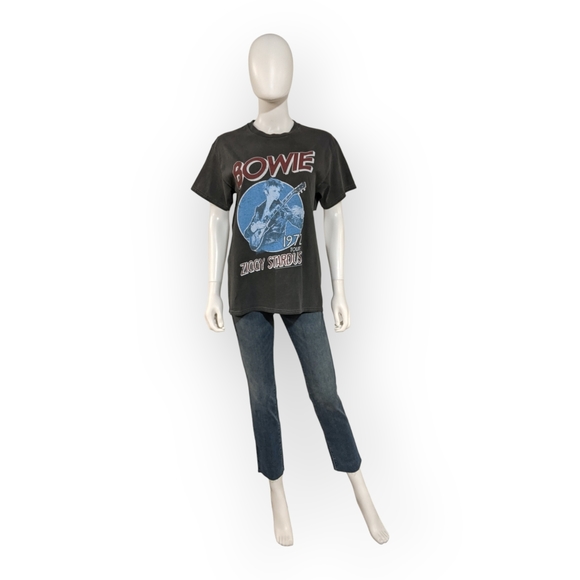 The Vinyl Icons Bowie Ziggy Stardust Cotton Graphic T-Shirt in Washed Black, S - Picture 1 of 11